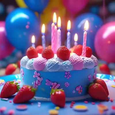 С днем рождения торт, с клубникой…» — создано в Шедевруме