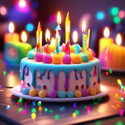 Красивый торт со свечками,день …» — создано в Шедевруме