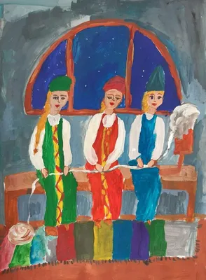 Рисунок на тему три девицы под окном пряли поздно вечерком (50 фото) »  рисунки для срисовки на Газ-квас.ком