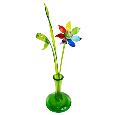 Цветик семицветик из стекла в вазочке, 1 цветок - Imperialglass