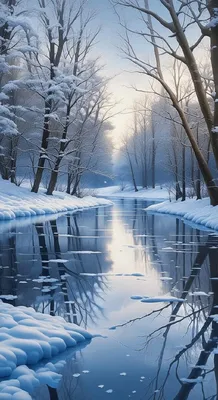 Рисунок зимняя природа - 60 фото