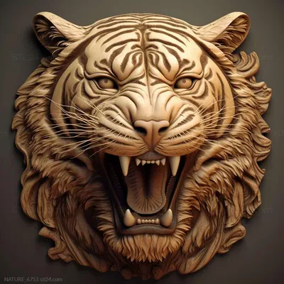 Природа и животные - Свирепый тигр знаменитое животное 1, NATURE_6753 | 3D  модель для ЧПУ станка