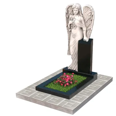 Скульптура Ангела с цветами на памятнике - просмотреть фото и купить по  низкой цене