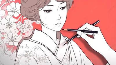 Аниме девушка в кимоно ультрамарин …» — создано в Шедевруме