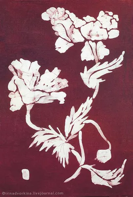 Белые травянистые пионы\". Роспись на ткани, горячий батик… | Flickr