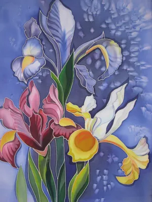 Картина батик на ткани - Цветы в поле 36x26 см | Купить в Москве - Nota-Gold