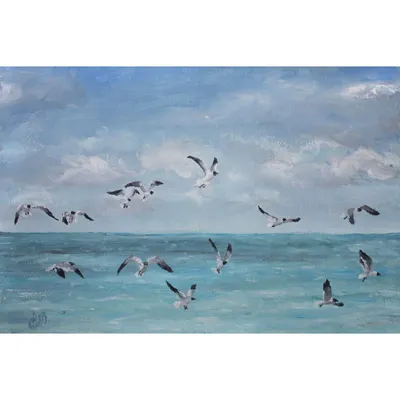 Рисунок чайки в полете над морем - 61 фото