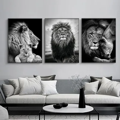 Купить Черно-белые животные, художественная картина с изображением льва,  современные постеры и принты, настенные панно для гостиной, домашний декор  Cuadros | Joom