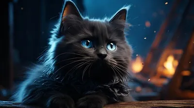 Черный кот с синими глазами арт - 71 фото