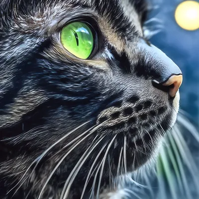 зелёный глаз чёрной кошки стоковое изображение. изображение насчитывающей  листво - 218647601