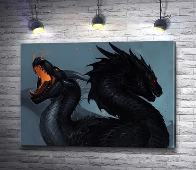 Абстрактная фантазия черный дракон и плакат печать волшебное существо  искусство стены для гостиной домашний декор | AliExpress