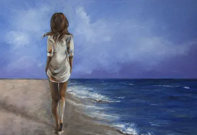 Картинка девушка с каре со спины на море - скачать бесплатно с КартинкиВед