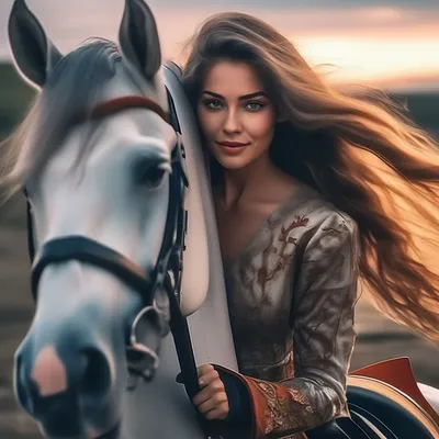 Девушка наездница,верхом на коне …» — создано в Шедевруме