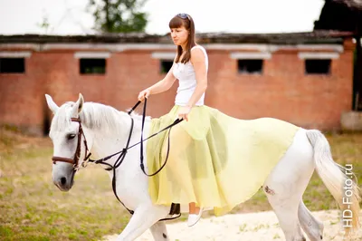 Фото девушки на коне на берегу Павло-Очаковской косы, на закате
