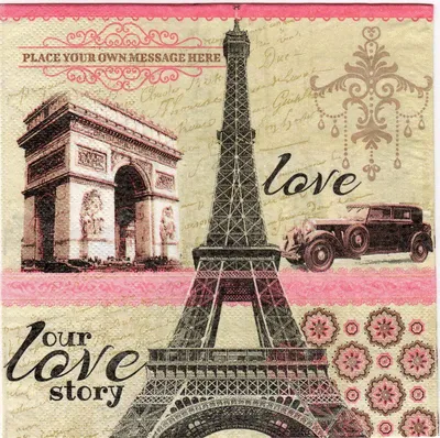 Салфетка для декупажа \"Париж-город влюбленных. Эйфелева башня.\" — купить в  интернет-магазине в Москве по цене 18 руб.