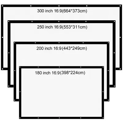 Портативный экран для проектора, 180, 200, 250, 300 дюймов, 16:9, белый  экран для проектора, тканевый матовый телевизор, простая занавеска HD |  AliExpress