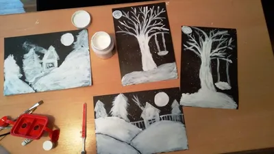 7 идей, как нарисовать зиму и Новый год ( мастер класс). | Ольга Мишина,  рисование и поделки для всех. | Дзен