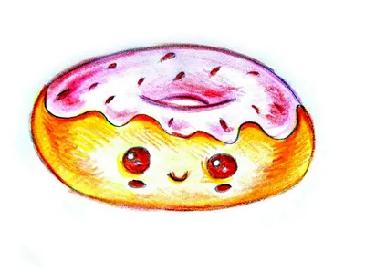 Как нарисовать красивый Пончик Donut простым способом. Рисуноки для срисовки  №543 - YouTube
