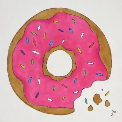 Легкие рисунки пончик - 68 фото