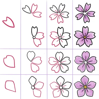 Рисунок цветов для срисовки лёгкие для детей (20 шт)