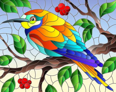 Пазл Витраж с птицей в альбоме Животные на TheJigsawPuzzles.com