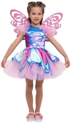 Купить Карнавальный костюм детский для девочки Фея Винкс Флора Winx Club в  комплекте с крыльями на за 3530р. с доставкой