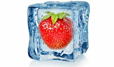 замороженная клубника, клубника Ice cube Фрукты, Лед и фрукты, синий, еда,  клубника png | Klipartz