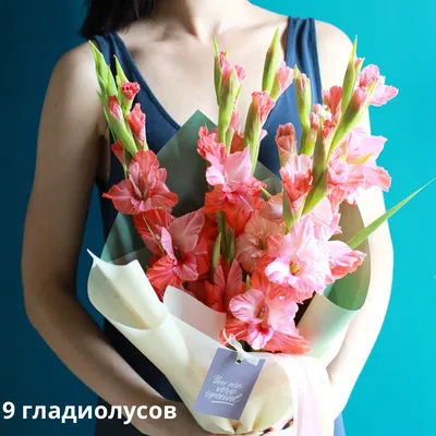 9 розовых гладиолусов в букете за 5 690 руб. | Бесплатная доставка цветов  по Москве
