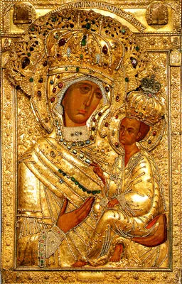 Икона Святая преподобная Эмилия бисером (Дивеевская икона)