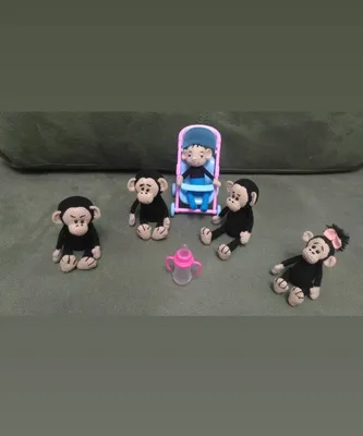 Осторожно, обезьянки! (Семейка обезьянок, связана крючком) | Пикабу