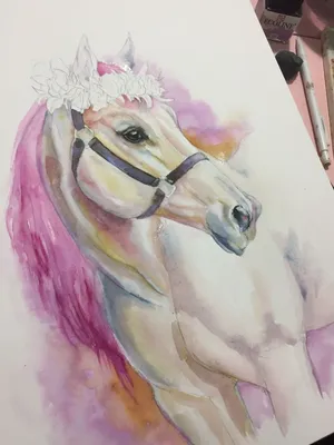 Конь с розовой гривой иллюстрации - 120 фото