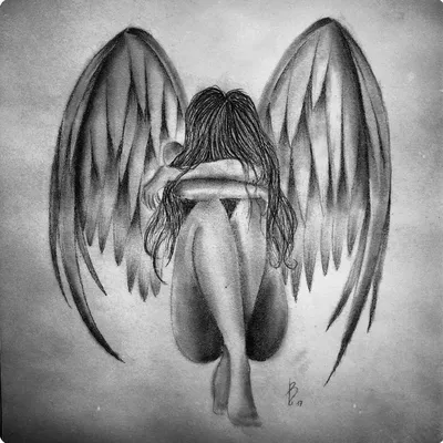 Рисунки девушки ангела для срисовки (86 фото)