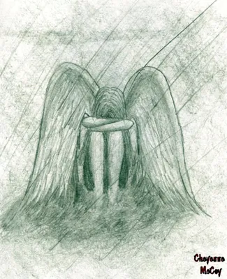 Рисунки карандашом ангелов с крыльями (26 фото) 🔥 Прикольные картинки и  юмор