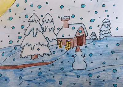 Зимний пейзаж в свете- синих тонах, интересующихся карандашом Иллюстрация  штока - иллюстрации насчитывающей естественно, горы: 185730207