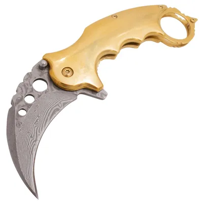 5\" Karambit Style Spring Assisted - Gold – knifewarrs