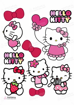 Картинка для торта \"Хэлло Китти (Hello Kitty)\" - PT104058 печать на  сахарной пищевой бумаге