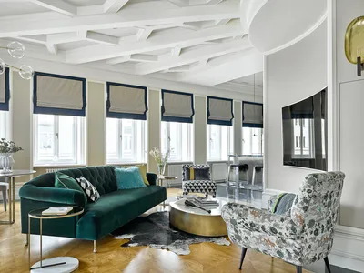 Красивая серая квартира с маленькой спальней за стеклом (40 кв. м) 〛 ◾ Фото  ◾ Идеи ◾ Дизайн