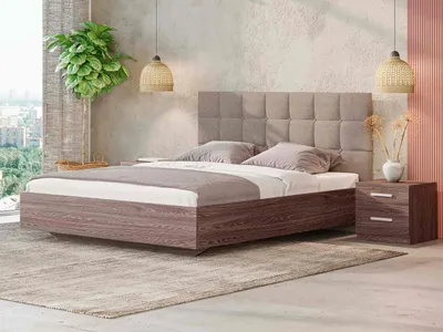 Комбинированные кровати, купить кровать для спальни с фактурой дерева