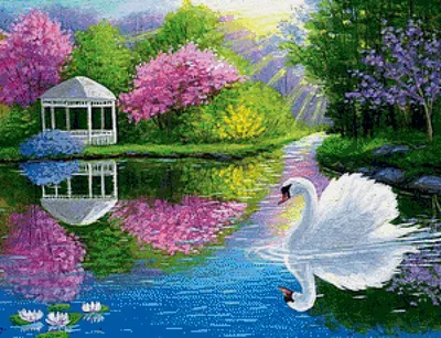 Картина по номерам на холсте «Лебеди на тихом пруду» 40x30 см по цене 609  ₽/шт. купить в Ульяновске в интернет-магазине Леруа Мерлен
