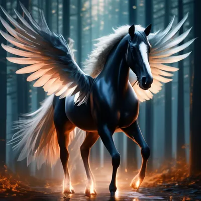 Лошадь с крыльями в полный рост в…» — создано в Шедевруме