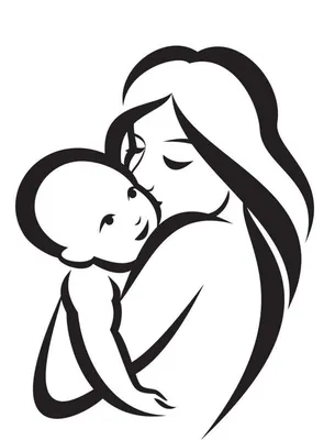 мать и ребенок. черно-белый рисунок, нарисованный рукой, изображающий  счастливую мать, держащую ребенка на руках Иллюстрация вектора -  иллюстрации насчитывающей рождество, шарж: 259363700