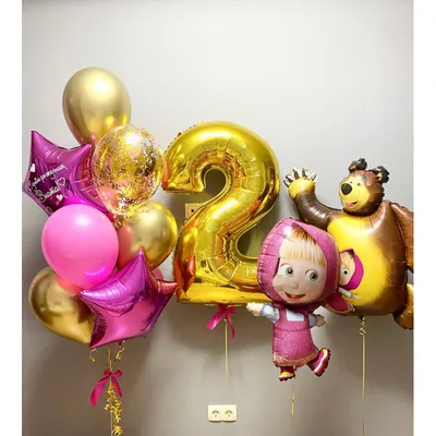 Набор шариков на день рождения девочки \"Маша и медведь \" - МосШарик