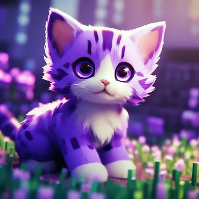 Котёнок милашка с фиолетовой …» — создано в Шедевруме