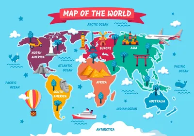 Карта мира для детей настенная 137х97 см, АГТ Геоцентр - купить с доставкой  по выгодным ценам в интернет-магазине OZON (467378665)