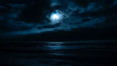 Пейзаж полная луна на море ночью» — создано в Шедевруме