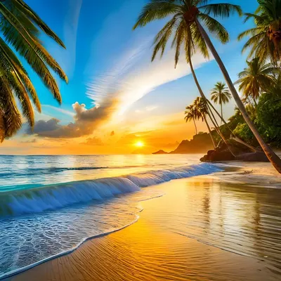 Пальмы пляж закат (52 фото) - 52 фото