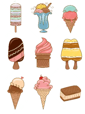 Конусы мороженого, мороженое, нарисованный, еда, фотография png | PNGWing