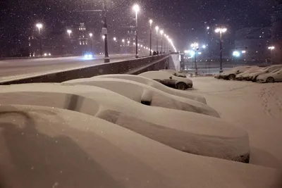 Фотографии зимней Москвы ночью - Россия