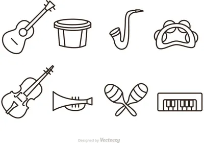 Картинка Музыкальные инструменты раскраска на листе А4 онлайн |  RaskraskA4.ru