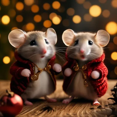 ✨белые мышки празднуют новый год …» — создано в Шедевруме